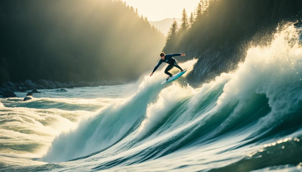 river surfing on the Reuss River in Bremgarten